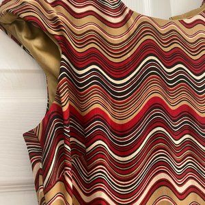 David Meister Wavy Stripes Cap Sleeve Midi Dress - size 8